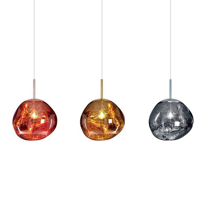 Electroplating Mirror Glass Lava Hanging Light 1-Light Creative Hanging Pendant Lamp for Bedroom