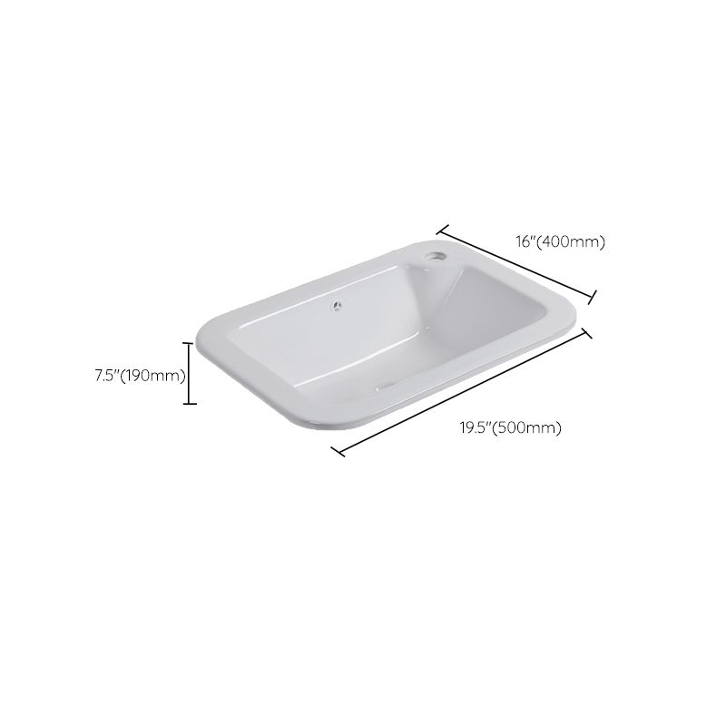 White Drop-in Bathroom Sink Porcelain Wash Stand with Shut-Off Valve