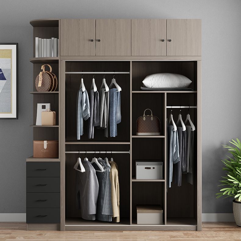 Brown Engineered Wood Wardrobe Closet Contemporary Wardrobe Cabinet