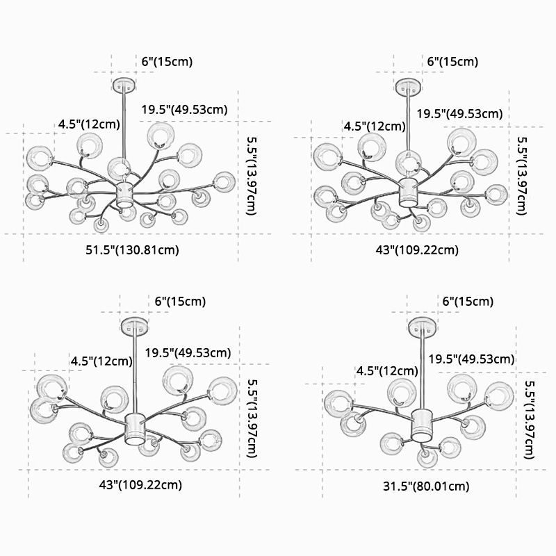 Globe Kronleuchter Licht Ultra-kontuminarischer Klarglasdecke Anhänger für Wohnzimmer
