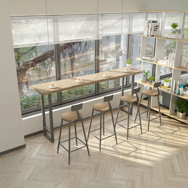 Modern Solid Wood Bar Table Set Rectangular 1/5 Pieces Counter Table with High Stools