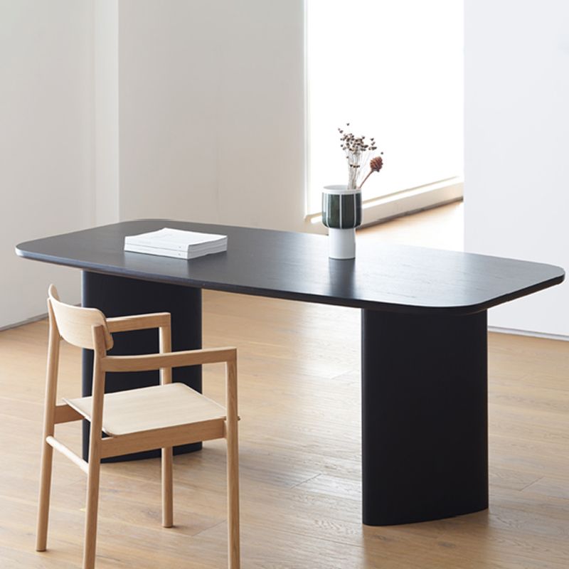 Rectangle Dining Table Solid Wood Dining Table with Double Pedestal