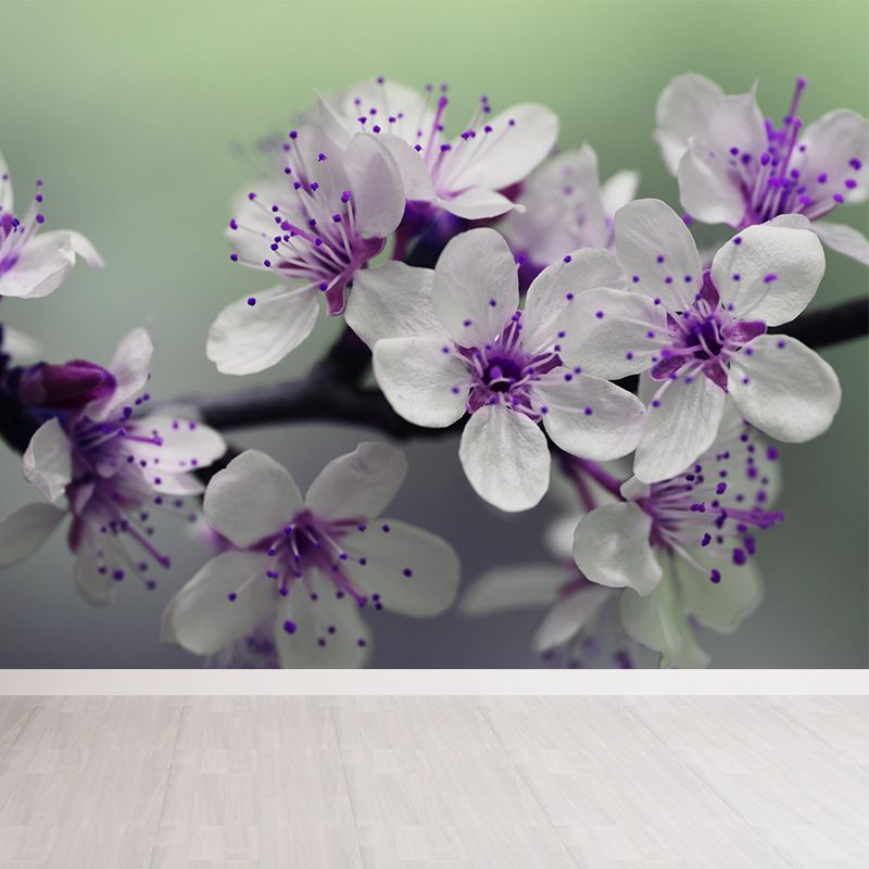 Contemporary Flower Blooming Wall Mural Moisture Decorative Eco-friendly for Home Decor
