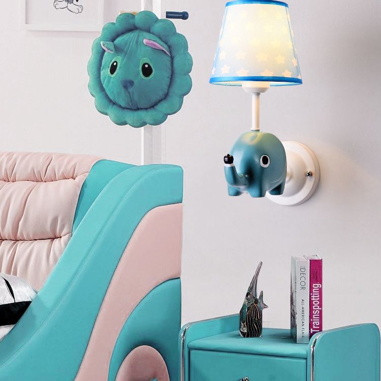 Dieren muur sconce verlichting nuchte st in stoffen stoffen stoffen kinderen slaapkamer muurverlichting armatuur