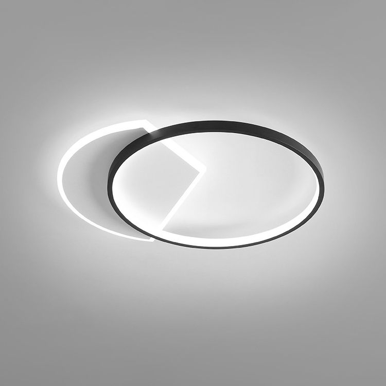 Luminaire encastré rond plafonnier de chambre à coucher LED en métal moderne, Noir et blanc