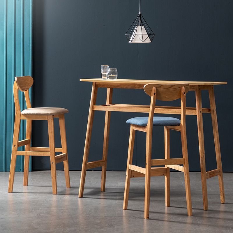Modern Rubberwood Indoor Bar Stools Natural Finish with Backrest