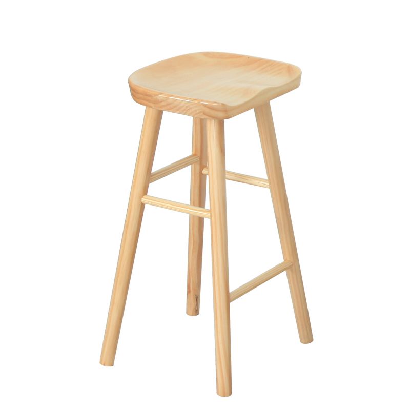 Modern Armless Backless Counter Stool Pine Wood Bar Stool with Pedal