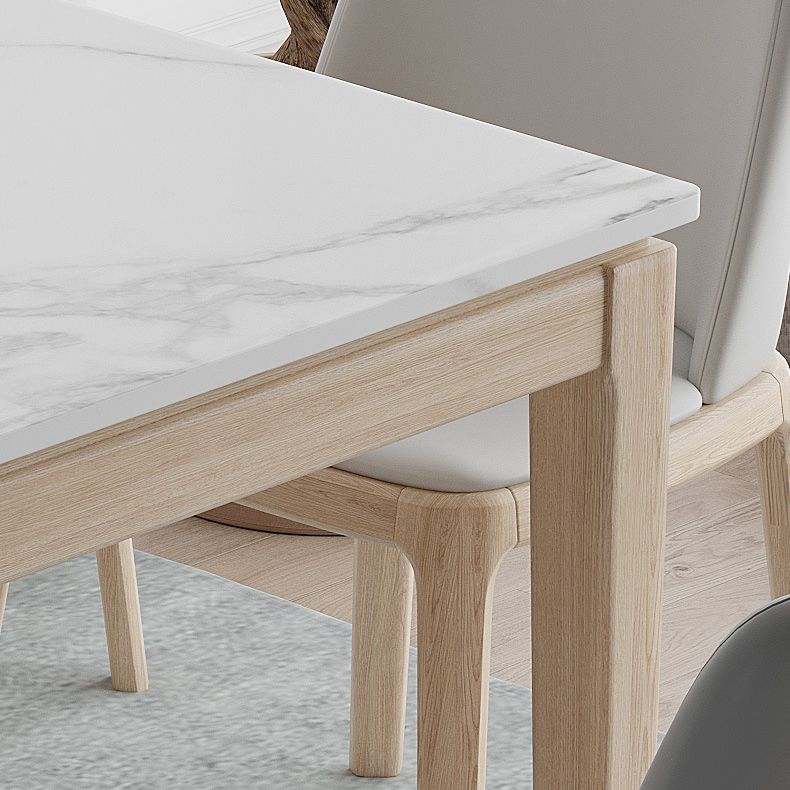Witte bovenste eettafel Moderne vaste houten eettafel met 4 houten benen