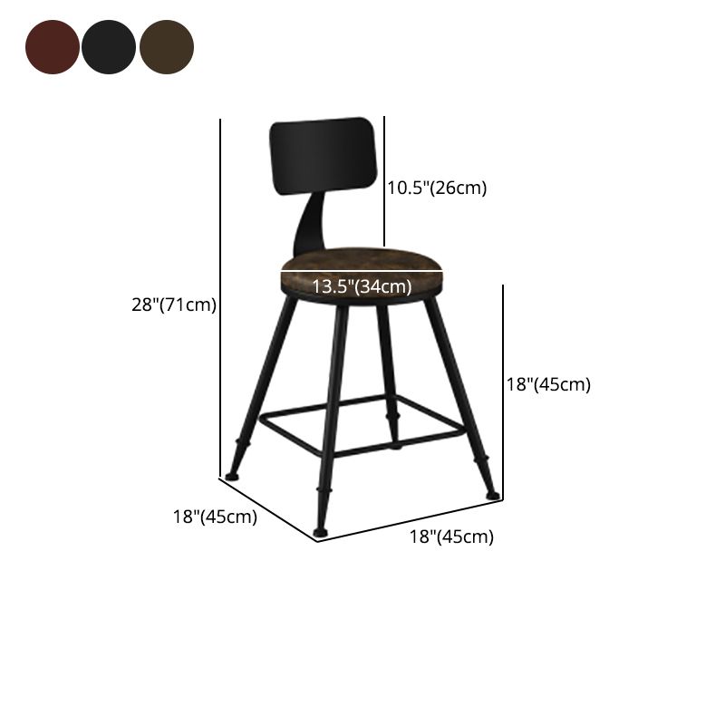 Modern Backrest Counter Stool Iron Cafe Bar Stool with Leather Cushion and Pedal