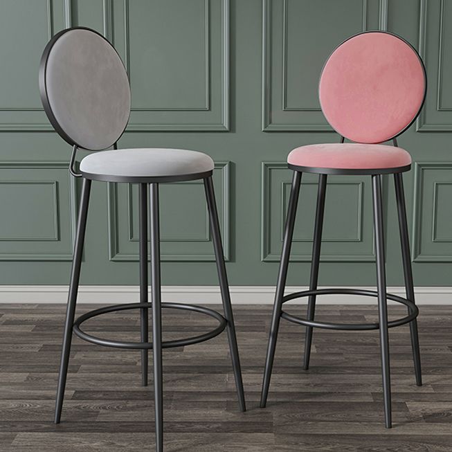 Glam Velvet Restaurant Counter Stool Matte Finish Footrest Barstool