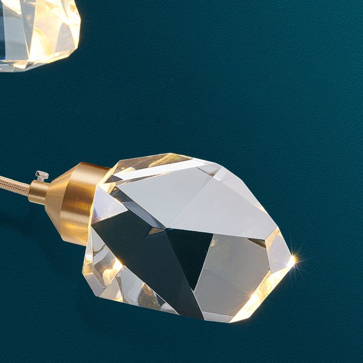 Contemporary Pendant Clear Crystal Hanging Ceiling Light for Spiral Stair