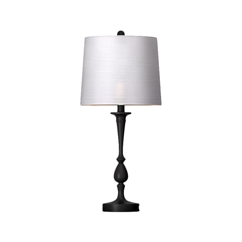 Stofffassform Nachtlampe Antiquier 1-Licht Schlafzimmer Tischstand Beleuchtung in Schwarz/Silber/Gold