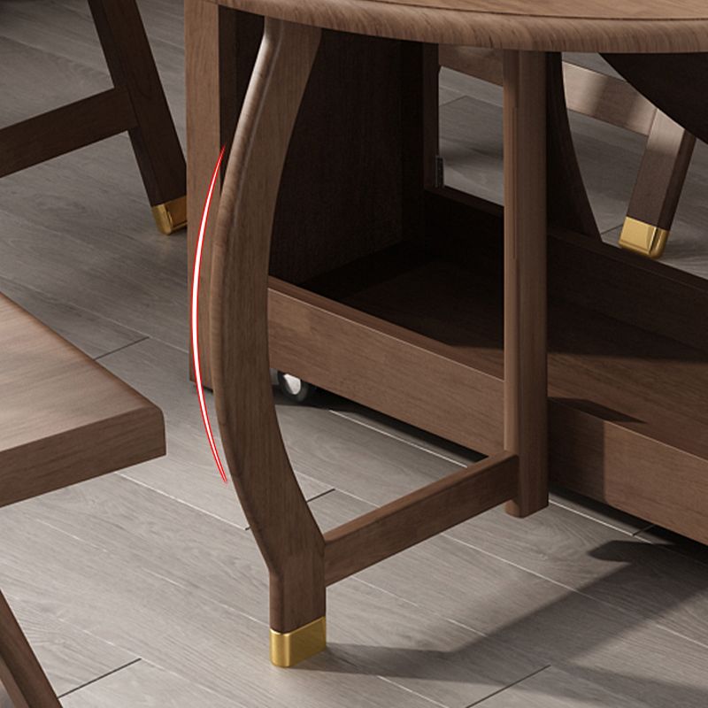 Table à manger pliable en bois d'hévéa, table ronde moderne et médiévale avec base sur tréteau de rangement