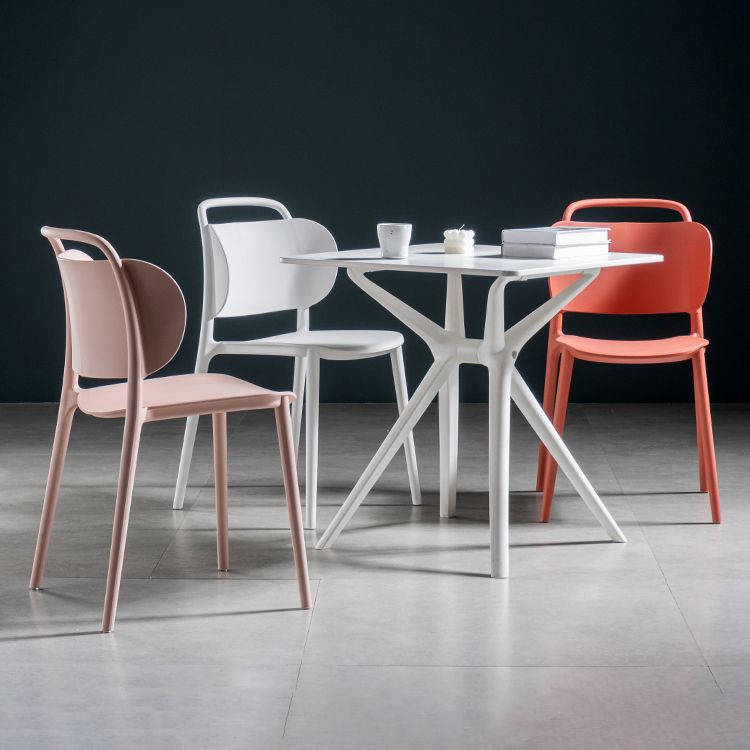 Contemporary Plastic Dining Armless Chair Open Back Dining Side Chair for Kitchen