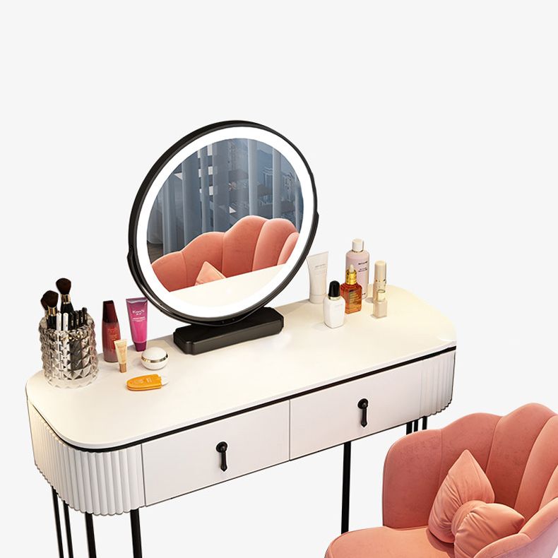 Adjustable Makeup Counter Lighted Mirror Vanity Dressing Table with Drawer