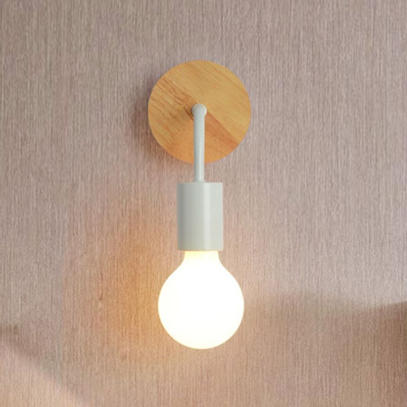 No-Bulb Sconce Light Fixture Contemporary Style Wood Bedroom Wall Mount Light Fixture