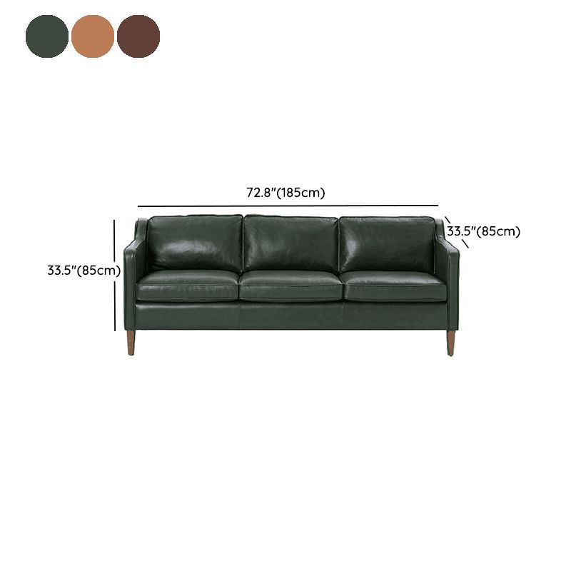 Loose Back Square Arm Sofa Stationary Faux Leather Sofa with Cushions