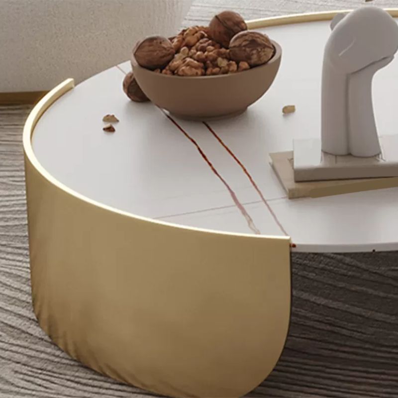 Dia 35.4" Round Cocktail Table Glam Slate Top 1 Single Coffee Table