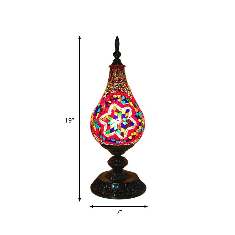 Lampe de Table LED en verre fabriquée à la main, Vintage, blanc/rouge/jaune, lampe de chevet en forme de larme pour chambre à coucher
