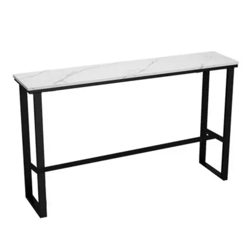Modern Style Stone Bistro Bar Table Rectangle Metal Base Bar Table
