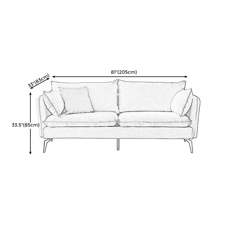 Modern Linen Tuxedo Arm Sofa with Bolster Pillows for Living Room, Apartment