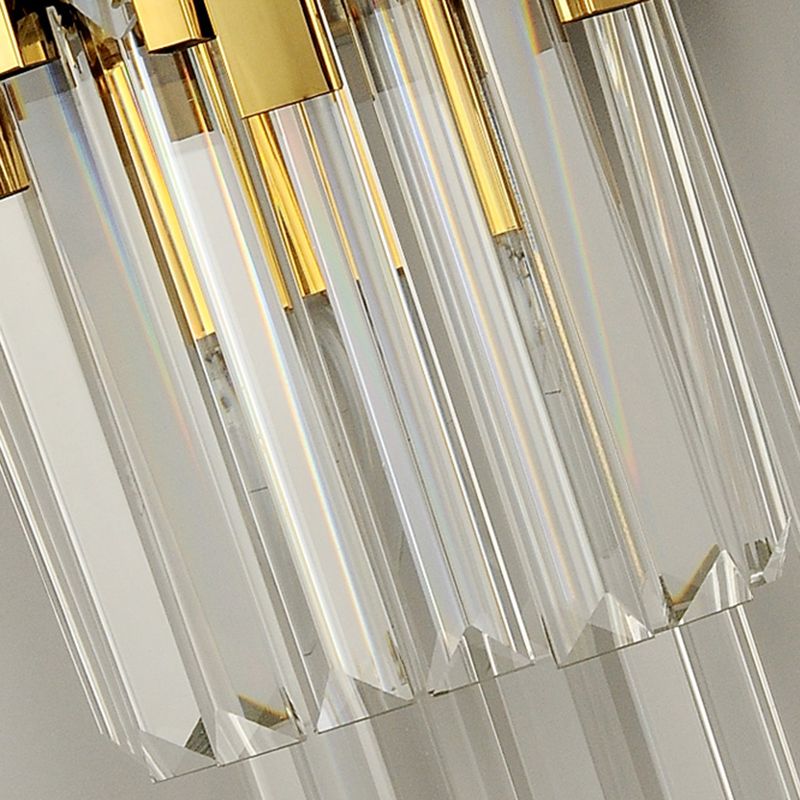 Postmodern Style Crystal Wall Light Gold Layered Wall Sconce for Living Room