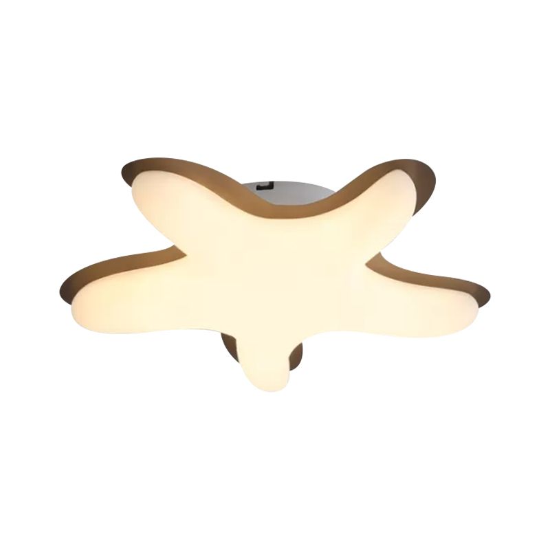 Lámpara de techo empotrada de estrella de mar de dibujos animados, accesorio de montaje empotrado LED acrílico para dormitorio en blanco/rosa/amarillo
