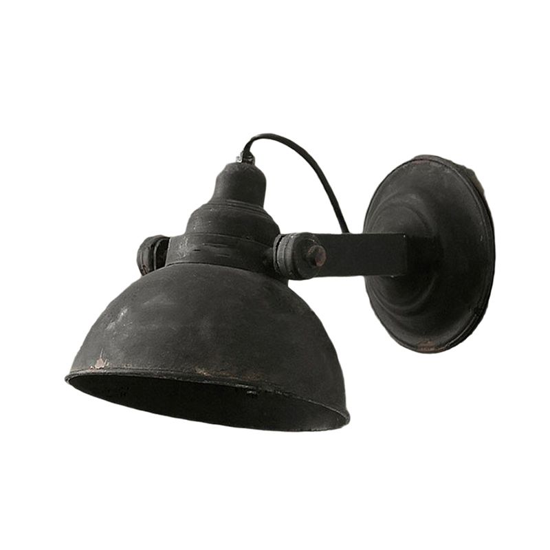 Luci di applique a cupola industriale Metal 1 Light Fun a monte della parete leggera in nero