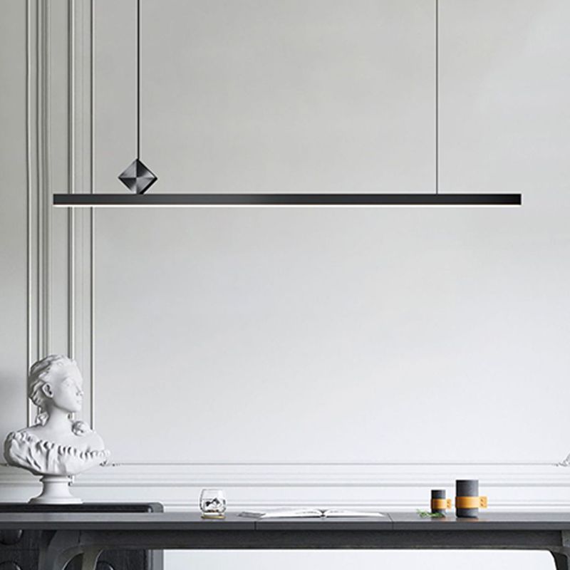 Modern Aluminum Island Light Straight Black Island Pendant for Dining Room