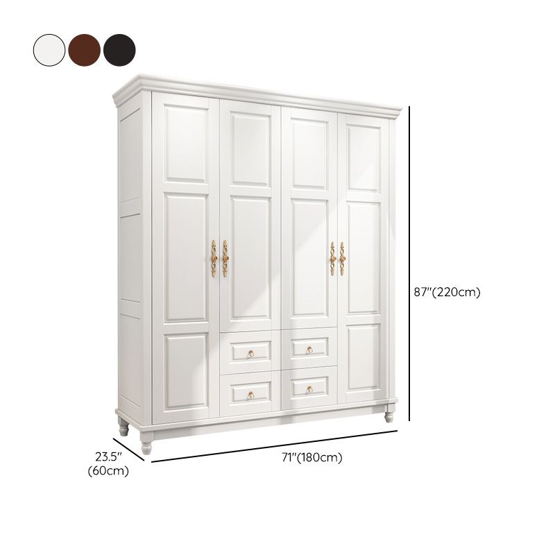 Rubberwood Cabinet with Drawers French Country Wardrobe for Home