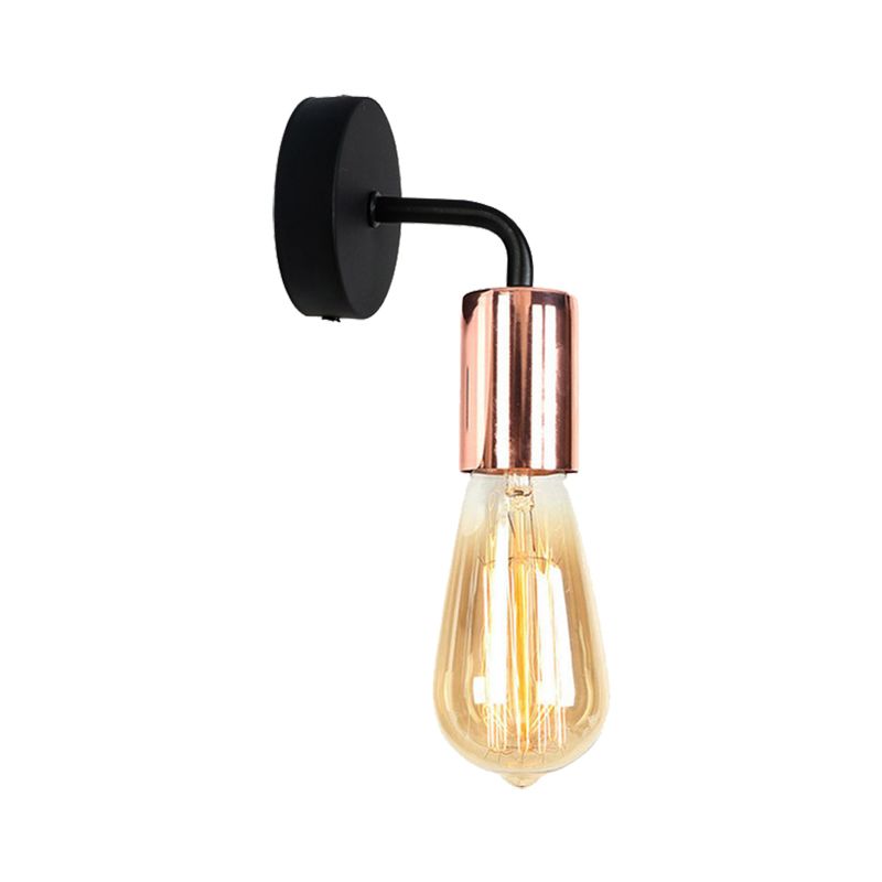 Brass/rame Open Bulb Sconce Light con braccio curvo in stile industriale Metal 1 illuminazione da parete da letto leggero