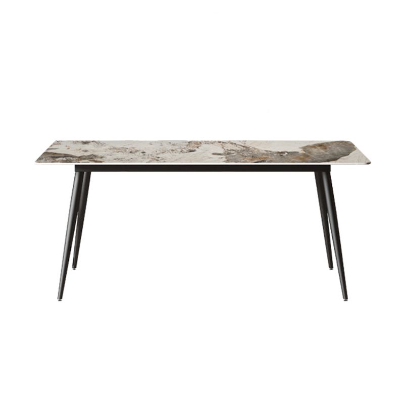 Modern Rectangle Table Sintered Stone Table with Metal Legs for Kitchen