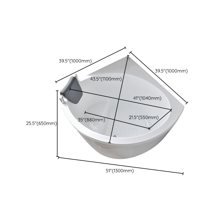 Corner Acrylic Bathtub Soaking White Modern Back to Wall Bath