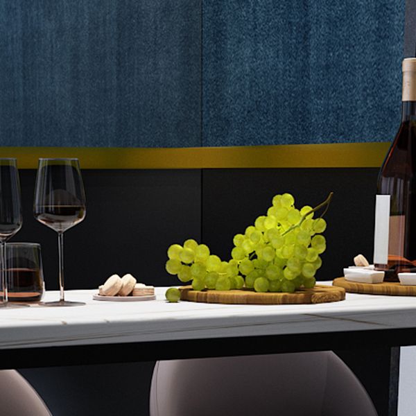 Indoor Free Form Bar Dining Table Modern Stone Top Bar Table with Storage Shelf