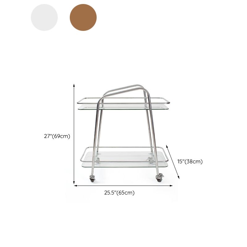 Contemporary Double Tier Rectangular with Storage Glass End Table