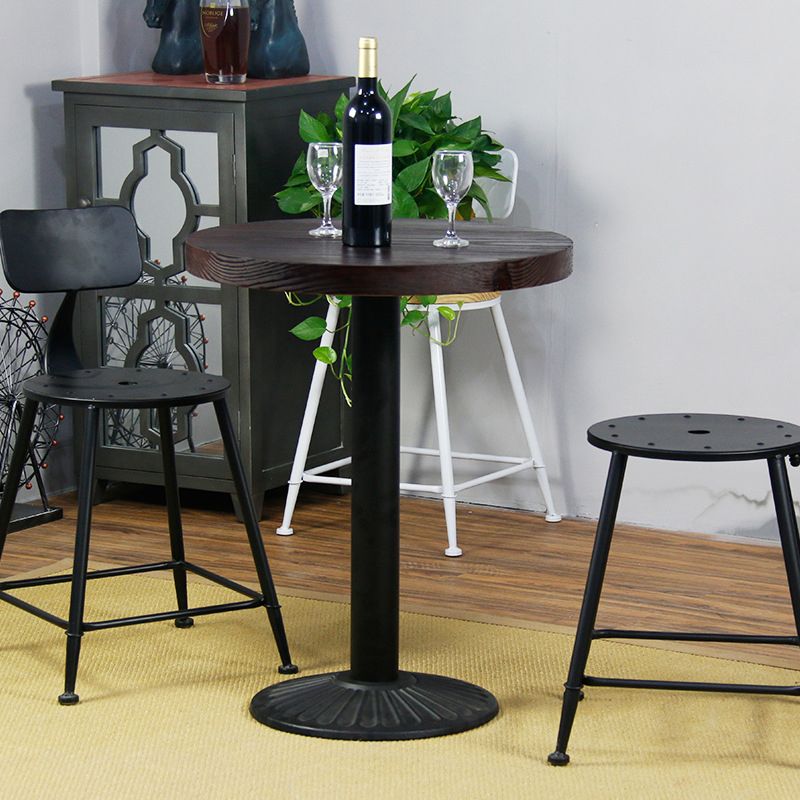 Modern Solid Wood Dining Table Metal Pedestal Base Dining Table for Home Use