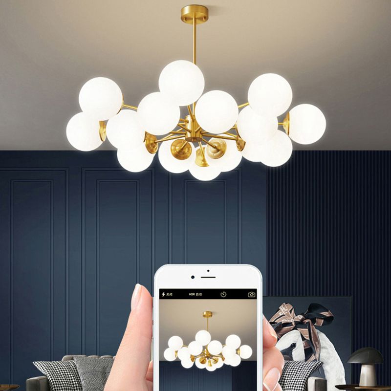 Moderne stijl wit glas kroonluchter verlichting multi -lights bol plafond hanglamp