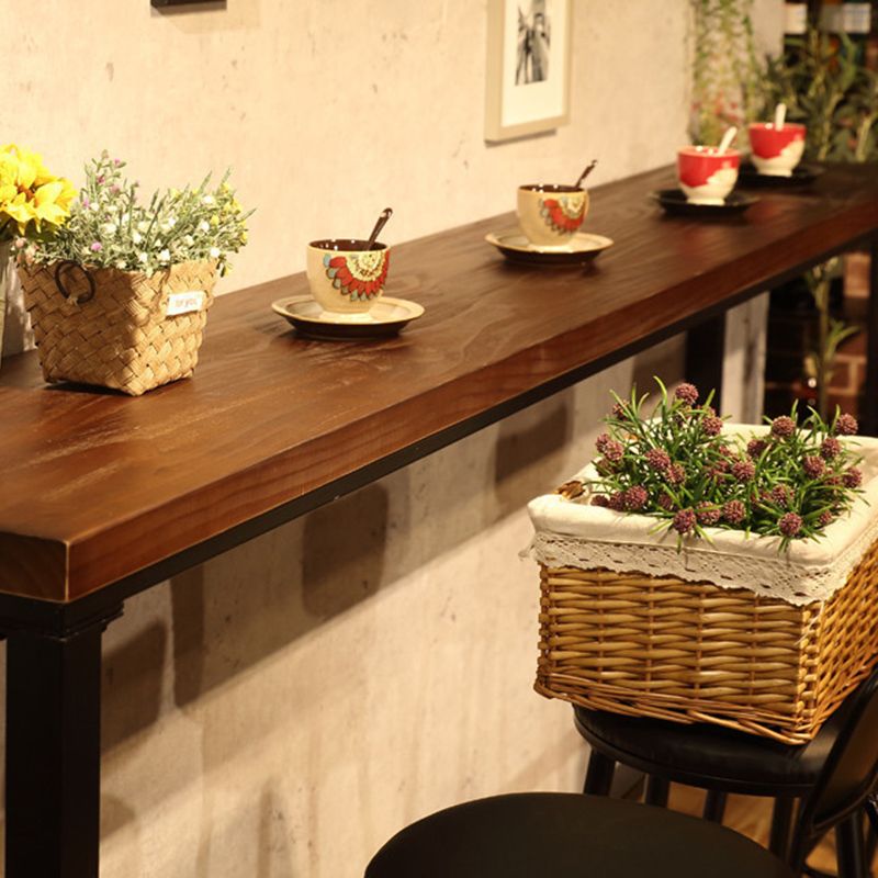 Black Rectangular Bar-height Table Solid Wood Top Bistro Pub Table