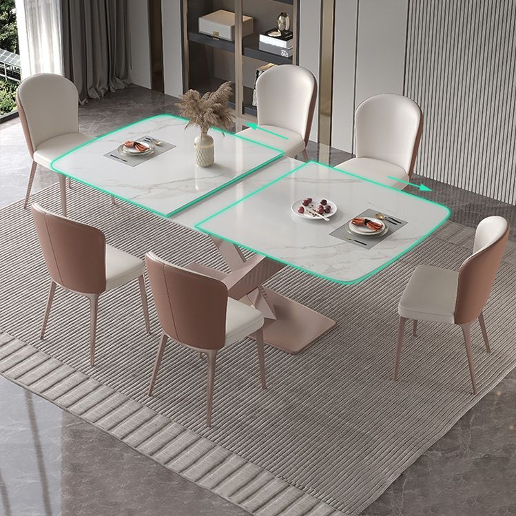 Extendable Sintered Stone Dining Set Rectangle 1/4/5/7 Pieces Kitchen Table with Chairs