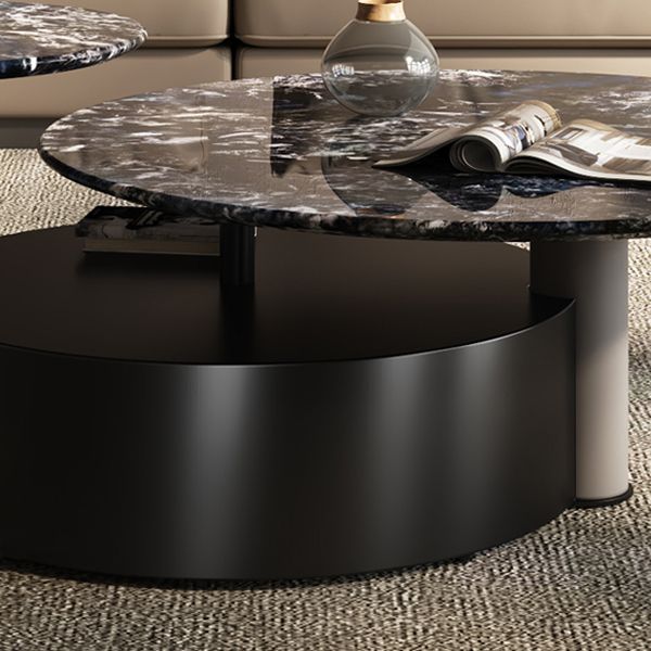 Minimalistic Slate Coffee Table Round Bunching Coffee Table Sets for Living Room