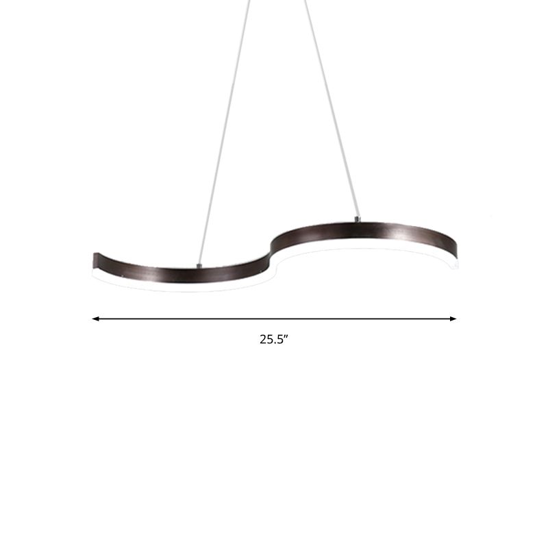 25.5"/31.5" Wide Contemporary 1 Light Chandelier with Acrylic Shade Brown S-Shaped Ceiling Pendant in Warm/White Light