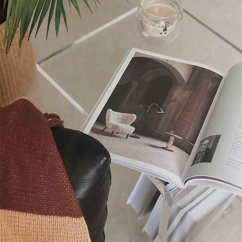 Modernistic Plastic Abstract End Table Rectangular Corner Table for Living Room