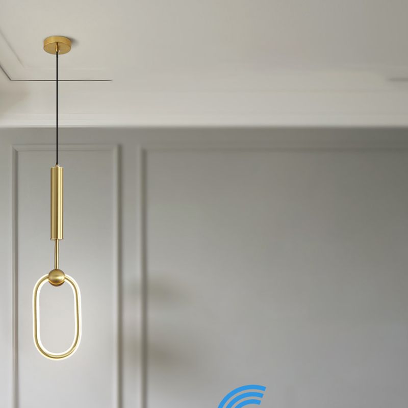 Ring and Oval Shape LED Pendant Light Modern Style Simple Metal Ceiling Pendant Light