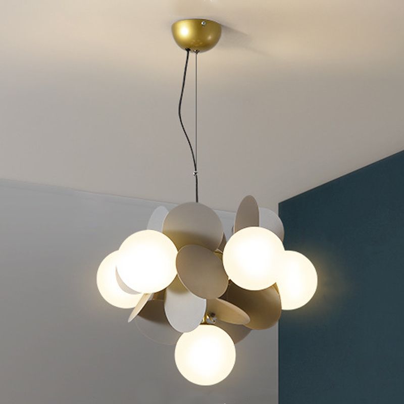 Moderne stijl bol plafond hanglamp multi -lichten melkglas kroonluchter verlichting