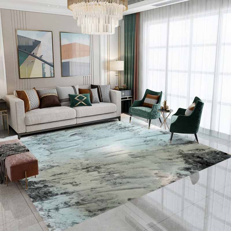 Yellow Simple Carpet Polyester Abstract Graphic Area Carpet Stain Resistant for Home Decor