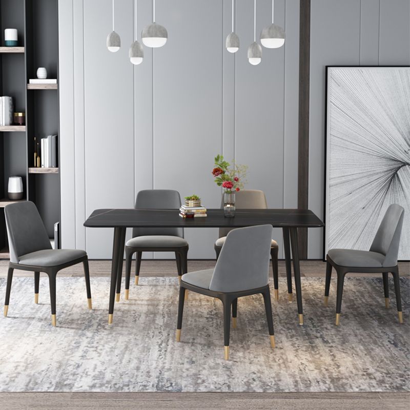 Metal and Stone Table Glam Style Minimalist Home Rectangular Dining Table