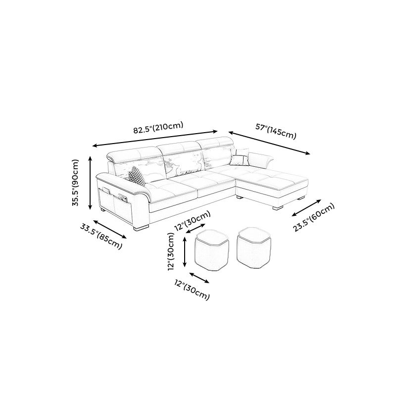 Moderne woonkamer 3-zitplaatsen bank uitlopende arm sectionals met Ottomaanse inbegrepen