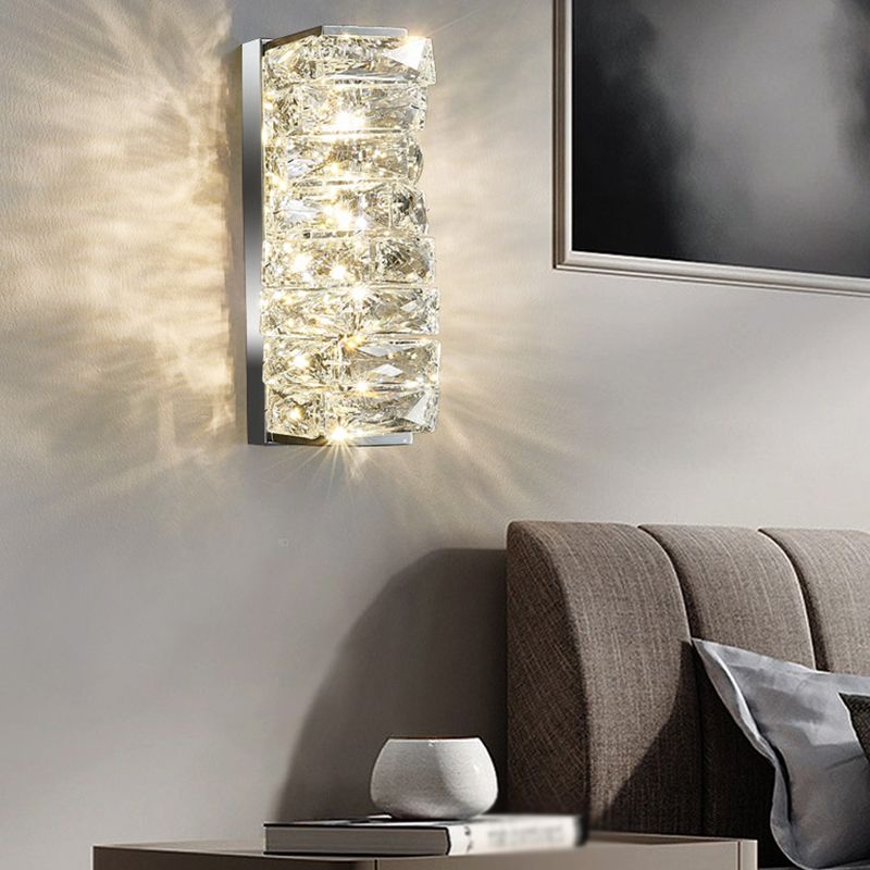 Postmodern Crystal Wall Light Geometric Shape 5" Wide Wall Sconce for Living Room