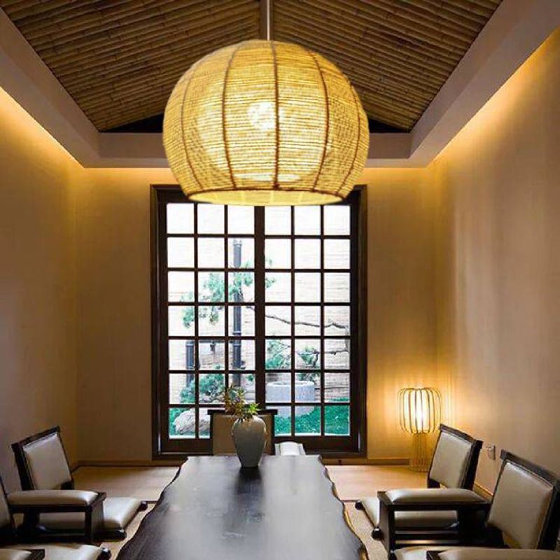 Japanisches Seil Anhänger Licht 1 Licht Global Hanging Deckenleuchte für Esszimmer