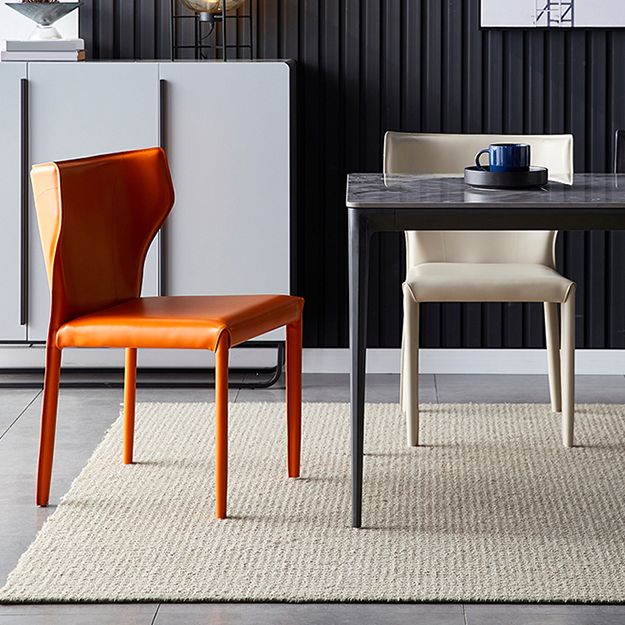 Chaise de salle à manger en cuir de cuisine, chaise d'appoint à oreilles de 32 pouces de hauteur avec 4 pieds en métal